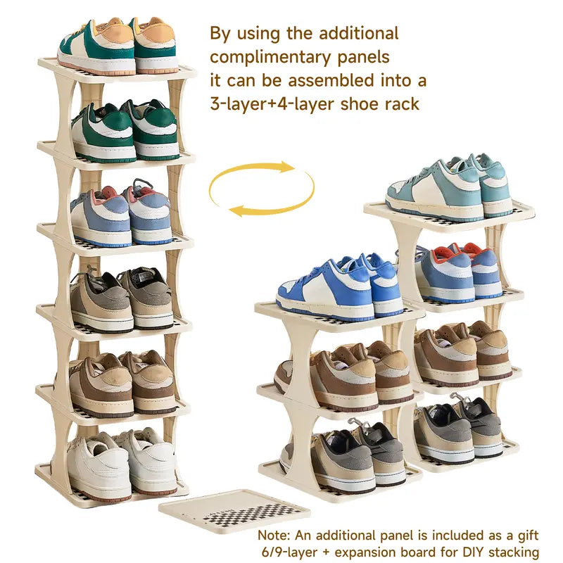 6/9-Tier Vertical Detachable Stackable Shoe Rack