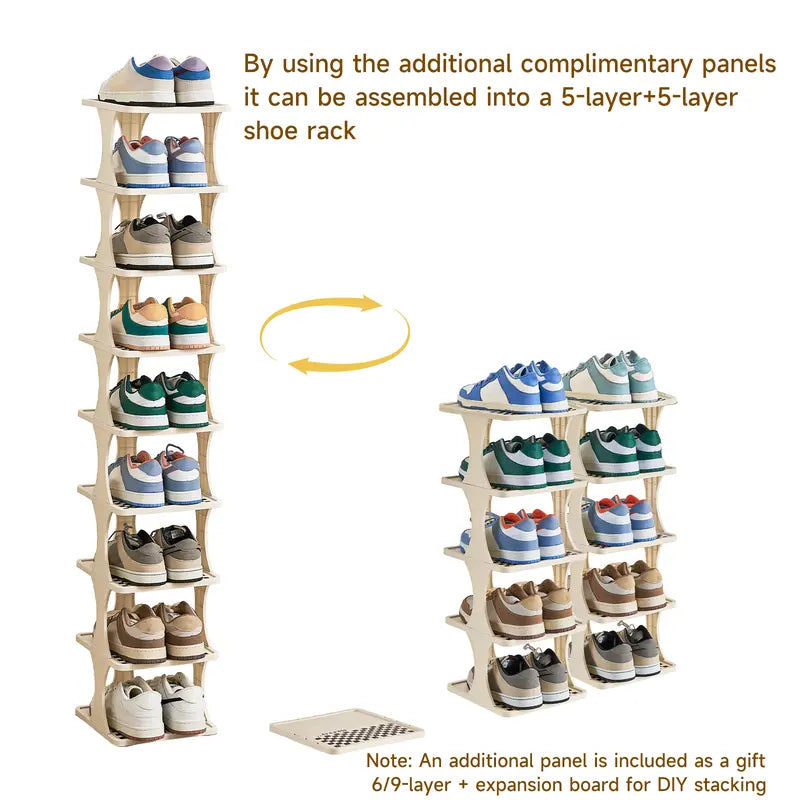 6/9-Tier Vertical Detachable Stackable Shoe Rack