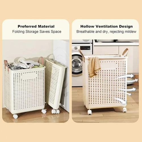 large foldable laundry basket wheels heavy duty collapsible - Temu