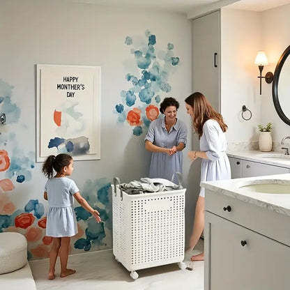 large foldable laundry basket wheels heavy duty collapsible - Temu