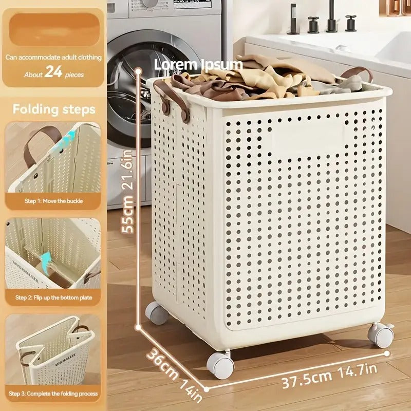 large foldable laundry basket wheels heavy duty collapsible - Temu