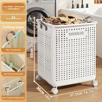 large foldable laundry basket wheels heavy duty collapsible - Temu